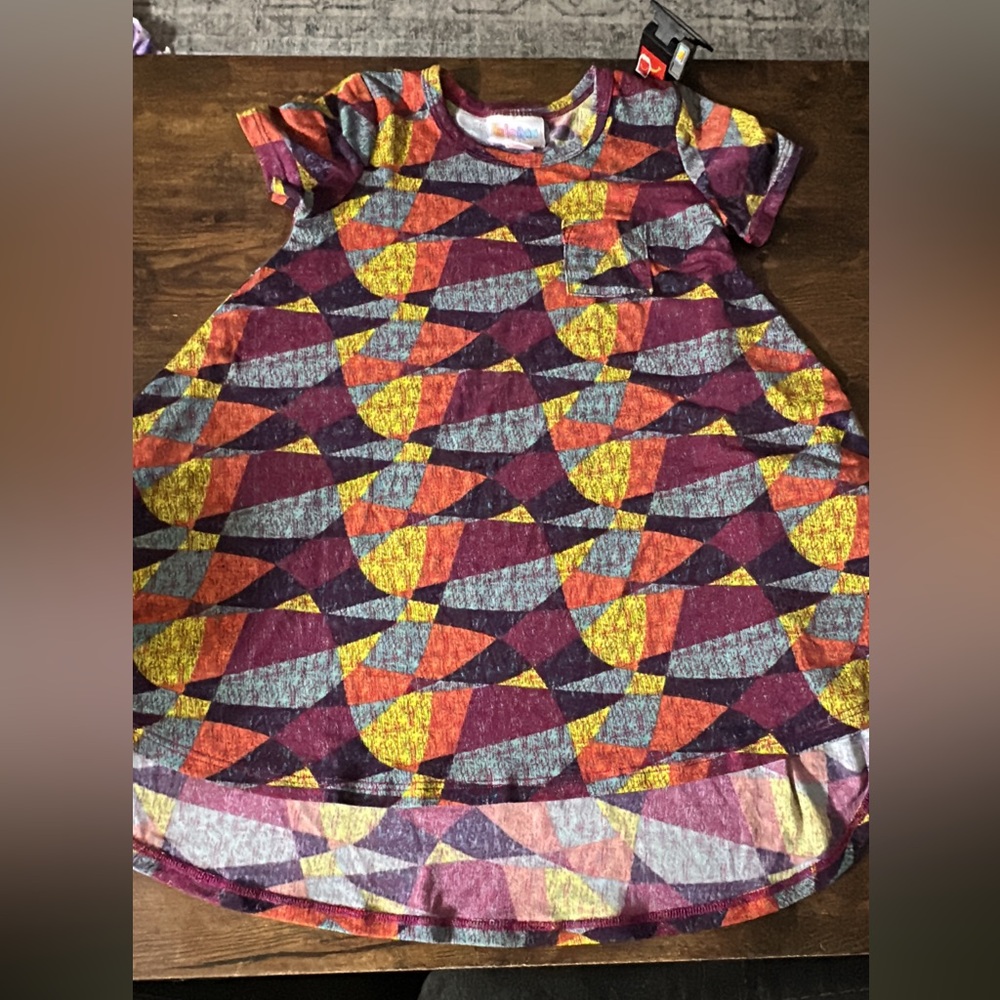 LuLaRoe Kids Dress with Purple, Orange, and Yellow Patterns
